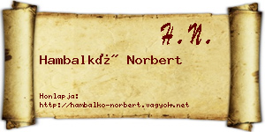 Hambalkó Norbert névjegykártya