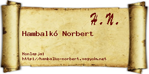 Hambalkó Norbert névjegykártya